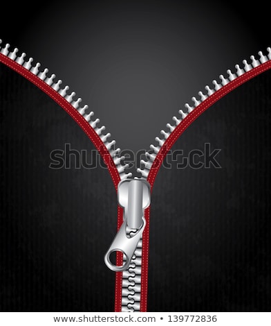 Stock photo: Red Clothes Zip Isolated Over Black