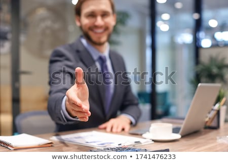 Foto stock: Businesswoman With Opened Hand Ready For Handshake