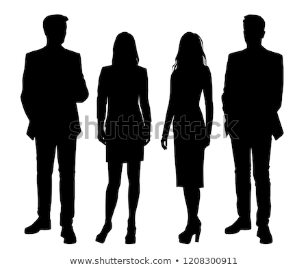 Foto stock: Business Man And Woman Silhouette In Meeting Pose