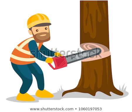 Stok fotoğraf: Lumberjack With Chainsaw Vector Illustration