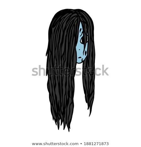 Stock fotó: Witch Zombie Isolated Zombie Girl With Long Hair Illustration