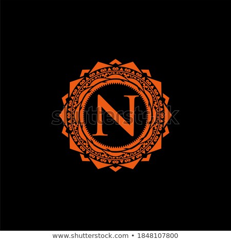 Stock fotó: Letter N Premium Logo Concept Design With Golden Decoration