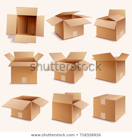 Stockfoto: Closed Parcel Icons From Side Back And Front View