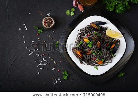 Stock fotó: Seafood Black Spaghetti