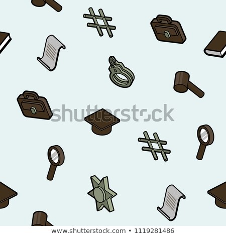 Stockfoto: Police Color Outline Isometric Pattern