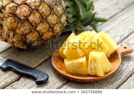 Stockfoto: Sliced Ripe Pineapple On Plate
