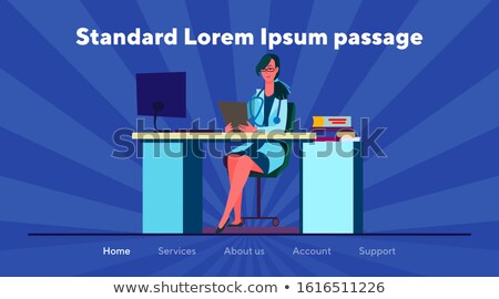 Stockfoto: Doctors In Hospital Reading Analysis Results Vector
