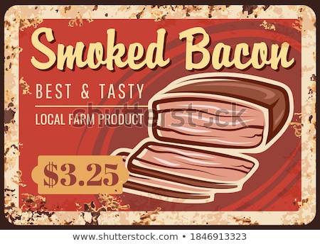 Stok fotoğraf: Beef Or Pork Meat Pieces In Plate Retro Vector