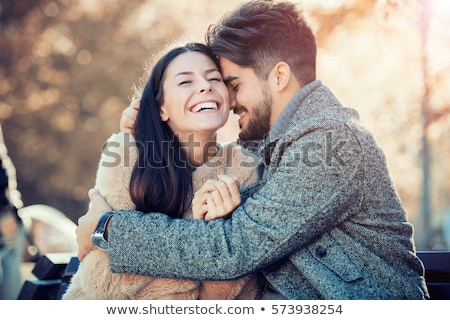 Stock fotó: Beautiful Young Happy Couple Hugging And Flirting