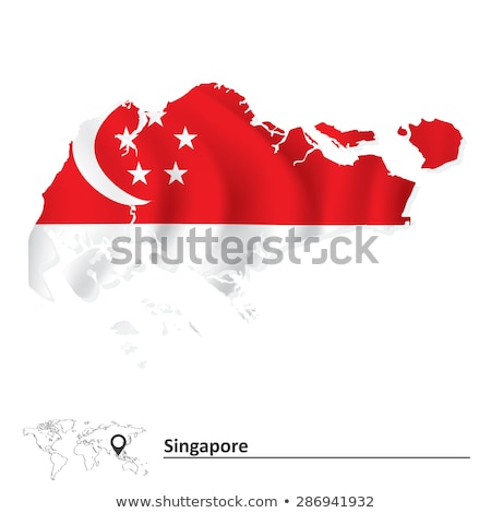 Republic Of Singapore Map With Flag Silhouette Stockfoto © ojal