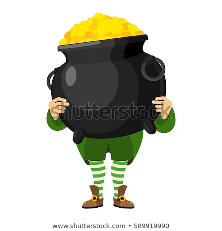 Foto stock: Leprechan Holding A Pot Of Gold