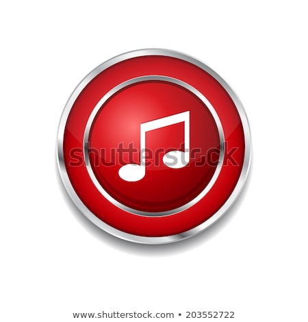 Stok fotoğraf: Music Note Circular Vector Red Web Icon Button