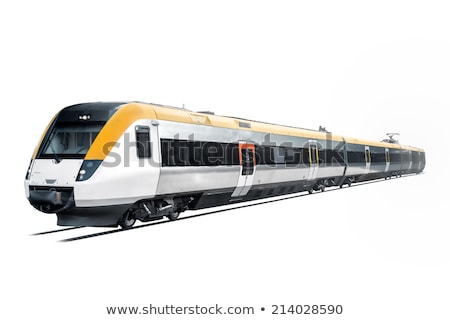 Сток-фото: Blue Train On White Background