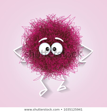 Stock foto: Fluffy Cute Pink Spherical Creature Sad And Depressed