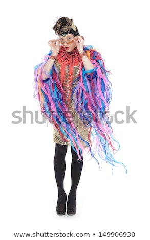 Foto stock: Drag Queen In White Dress Performing