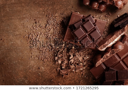 Stock photo: Close Up Of Dark Chocolate Bar Tiles