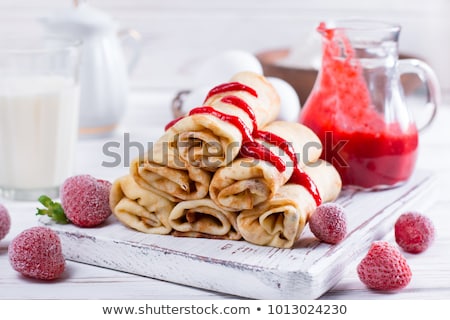 Stok fotoğraf: Cheese Blintzes Pancakes With Fresh Fruit