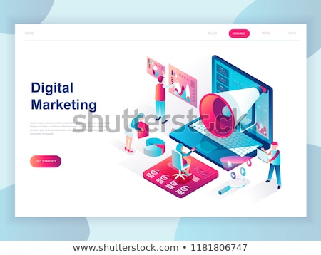 Stock fotó: Mobile Content Isometric 3d Banner Header