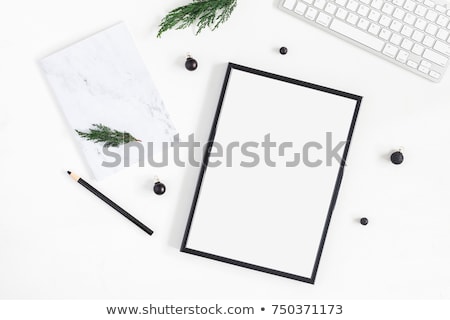 Stock photo: Black Photo Frame On Marble Flatlay