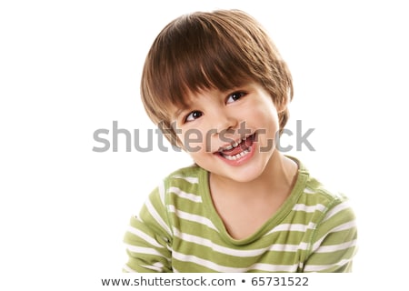 Foto stock: Cute Laughing Happy Boy Isolated On White