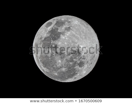 Foto stock: Full Round Moon On Black Background