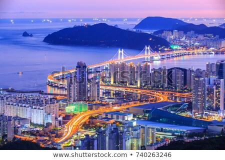 Stockfoto: Cityscape And Gwangan Bridge In Busan South Korea Skyline