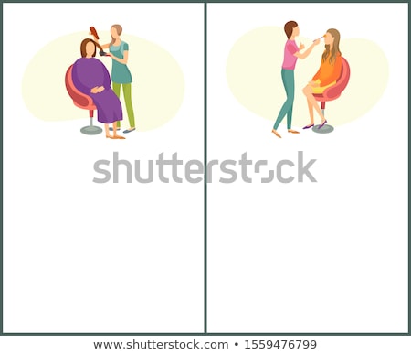 Stockfoto: Hair Styling And Makeup Posters Set Text Spa Salon