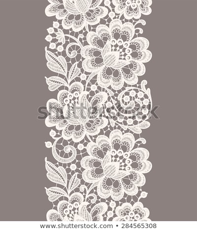 Zdjęcia stock: Seamless Vector Pattern - Lace Design With Flowers And Swirls Detailed Ornament In White On Gray Ba
