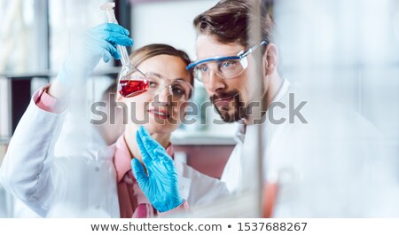 Stok fotoğraf: Two Chemical Scientists During Breakthrough Experiment