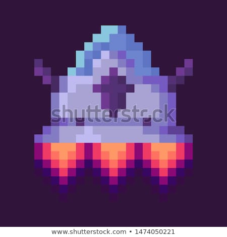 Foto d'archivio: War Of Spaceship Pixel Cosmic Equipment Vector