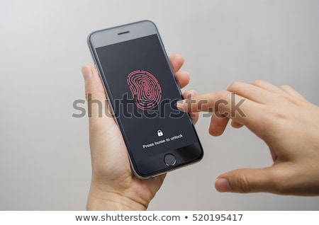 Stock foto: Fingerprint Access Password Woman With Mobile Phone Fingerprint Personal Data Guard Isometric Vect