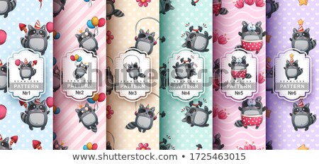 Cute Raccoon Pattern Set Six Items ストックフォト © rwgusev