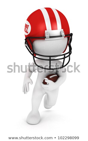 3d Man With Red Helmet And Football Foto stock © 3dmask