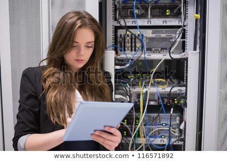 Foto stock: Computer Technician Helping Woman