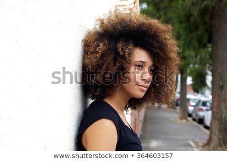 Сток-фото: Thoughtful Young Woman Looking Away Against A White Background