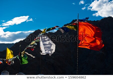 Stock fotó: Buddhist Praying Flags Flapping In The Wind India