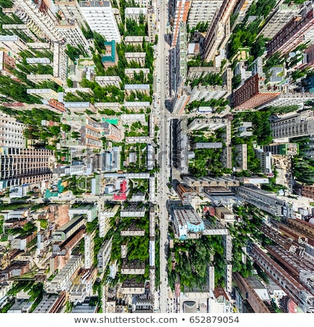 Stock photo: Aerial City View With Crossroads Roads Houses Parks Parking