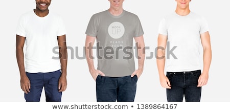 Stok fotoğraf: Casual Man In Jeans Trousers And White T Shirt