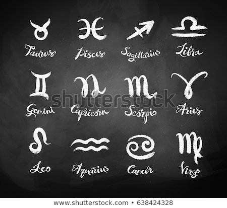 Foto d'archivio: Vector Chalk Drawn Collection Of Zodiac Signs