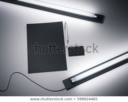 Foto stock: White Branding Mockup And Fluorescent Lamps 3d Rendering