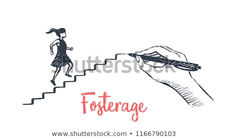 Stock foto: Mother And Daughter On Stairs