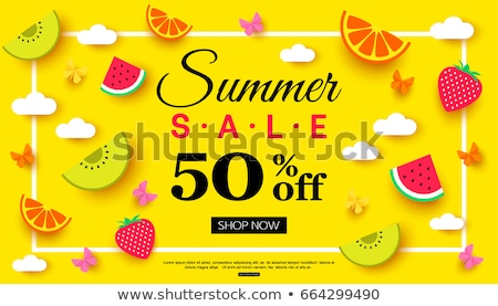 Stock fotó: Summer Sale Banner With Hanging Fruits