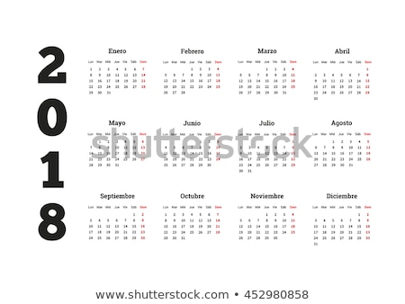 ストックフォト: Colored 2018 Year Calendar Rectangular Template