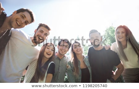 Stock foto: Group Of Smiling Students With Blueprint