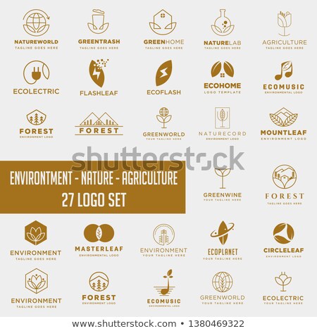 Zdjęcia stock: Nature Eco Gold Bulb Symbols Set