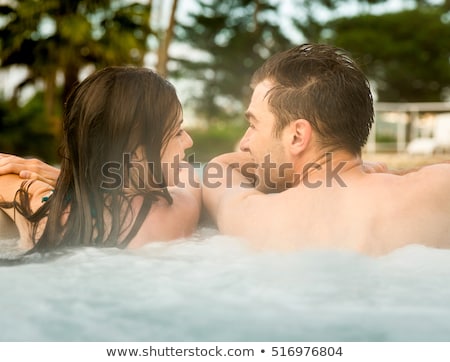ストックフォト: Wellness Spa - Man Relaxing In Hot Tub Whirlpool