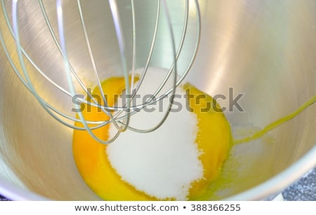 Stock foto: Raw Egg Yolk And Sugar