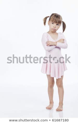 Zdjęcia stock: Full Length Portrait Of A Upset Girl Dressed In Dress