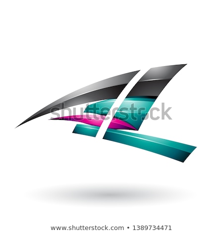 Zdjęcia stock: Magenta And Green Dynamic Glossy Flying Letter A And L Vector Il