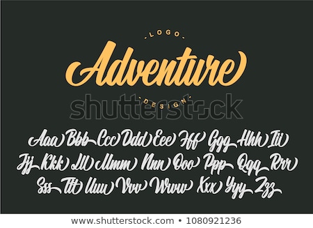 Stock fotó: Yellow Calligraphy Hand Lettering Font Vector Alphabet